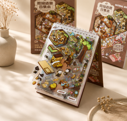 libro con escenarios en 3d para armar con pegatinas
